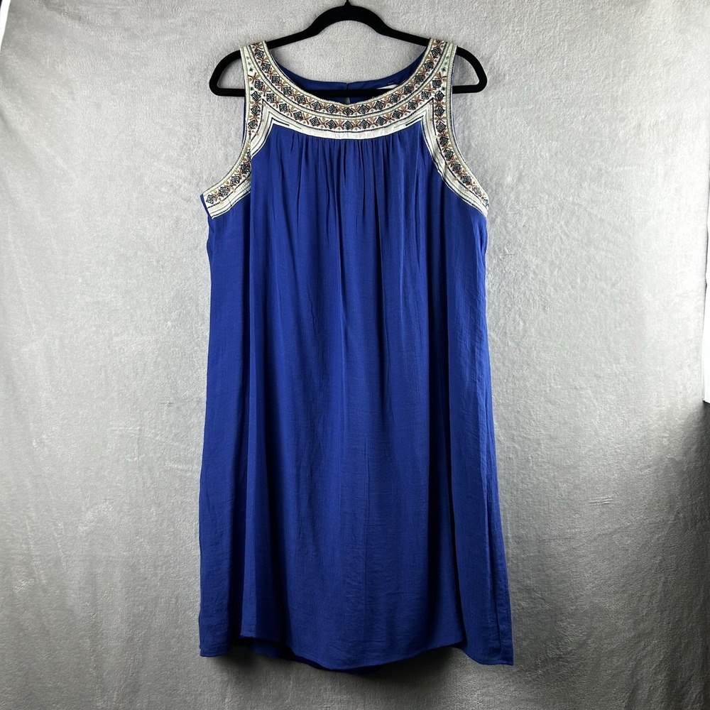 Luxology Dress Womens Boho Hippie Embroidered Sequin Beaded Geometric Midi